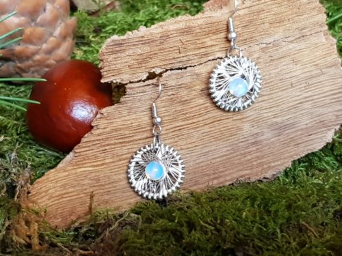Boucles d’oreilles spirales et pierre de lune