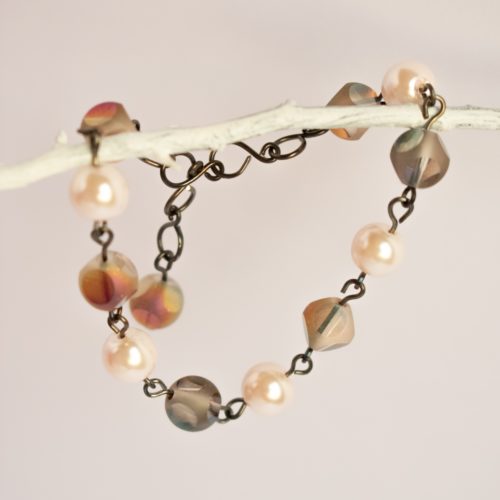 Bracelet perles noires et blanche