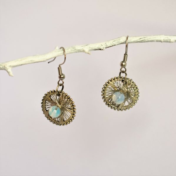 Boucles d’oreilles spirales et pierre de lune